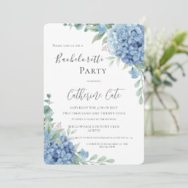 Blue Hydrangea Floral Elegant Bachelorette Party Inbjudningar