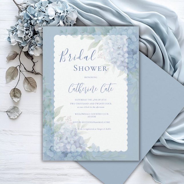 Blue Hydrangea Floral Pastel Bridal Shower Inbjudningar (Skapare uppladdad)
