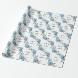 Blue Hydrangea Floral Personalized Wedding Presentpapper