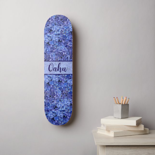 Blue Hydrangea Floral Skate Board (Väggkonst)