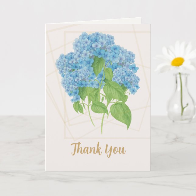 Blue Hydrangea Floral | Thank You  Kort (Liten växt)