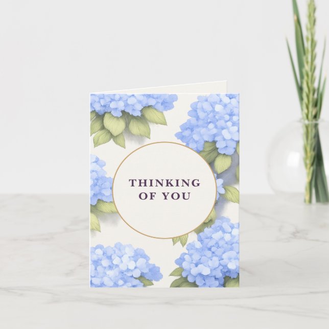 Blue Hydrangea Floral - Thinking Of You  Kort (Framsida)