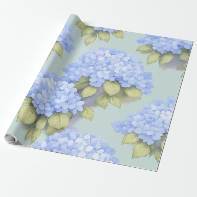 Blue Hydrangea Floral Wrapping Paper – Boutique  Presentpapper (Utrullad)