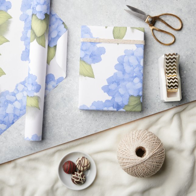 Blue Hydrangea Floral Wrapping Paper – Boutique  Presentpapper (Hantverk)