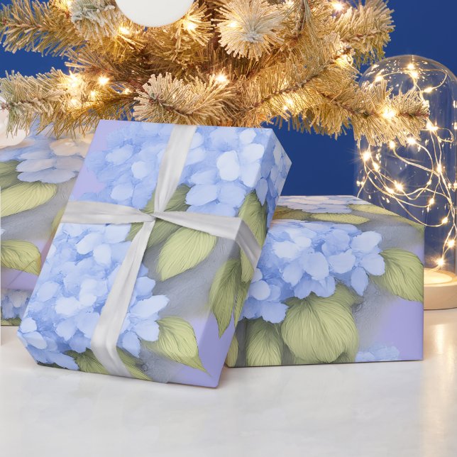Blue Hydrangea Floral Wrapping Paper Presentpapper (Helgdagar)