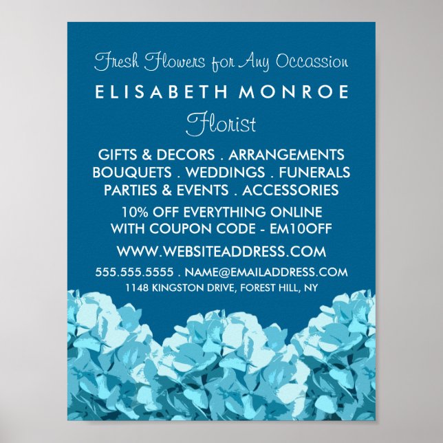 Blue Hydrangea, Floristry Advertising Poster (Framsidan)
