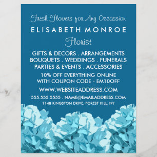 Blue Hydrangea, Floristry Advertising Reklamblad