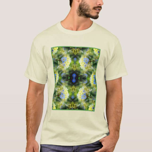 Blue Hydrangea Flower Abstrakt T Shirt (Framsida)
