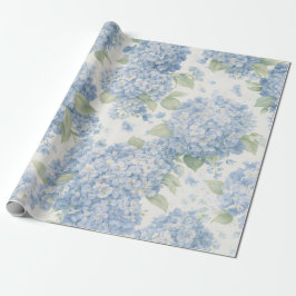 Blue Hydrangea Flower Blooms Gift Wrap Presentpapper