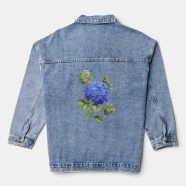 Blue Hydrangea Flower Botanical Art Denim Jacka