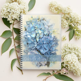 Blue Hydrangea Flower Bröllop Anteckningsbok Med Spiral