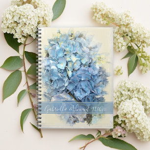Blue Hydrangea Flower Bröllop Anteckningsbok Med Spiral