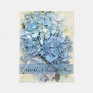 Blue Hydrangea Flower Bröllop Fleecefilt