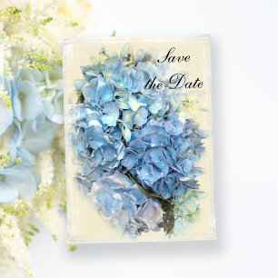 Blue Hydrangea Flower Bröllop spara datum Inbjudningar