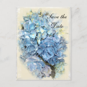 Blue Hydrangea Flower Bröllop spara datum Meddelande Vykort