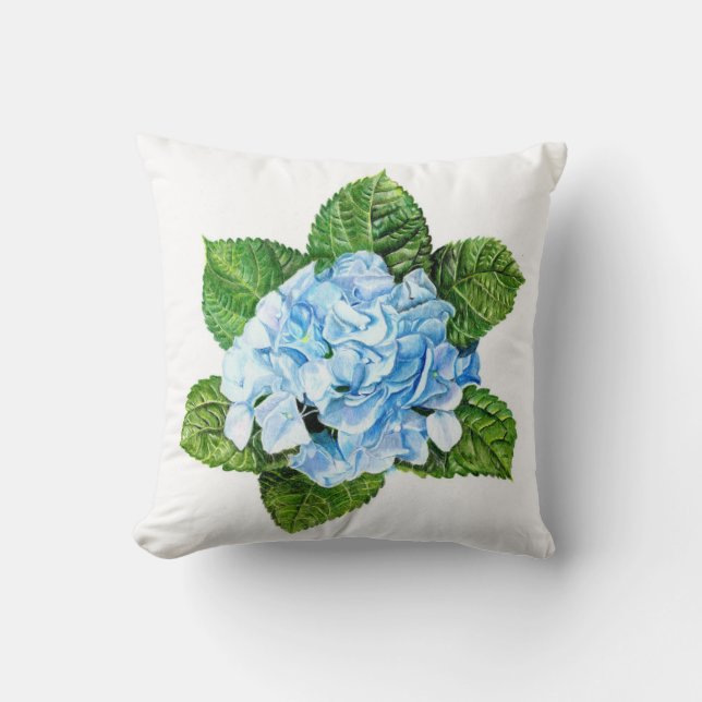 Blue Hydrangea Flower Dekorativ kudde (Framsida)