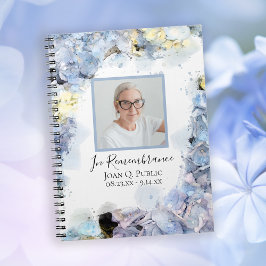 Blue Hydrangea Flower Firande of Life Anteckningsbok