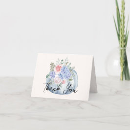 Blue Hydrangea Flower Pumpkin Fall Baby Shower Tack Kort