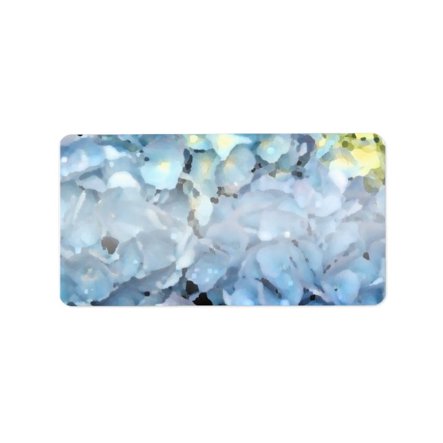 Blue Hydrangea Flowers Adressetikett (Framsidan)