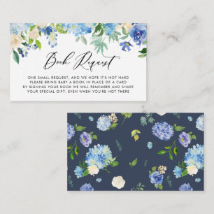 Blue Hydrangea Flowers Baby Shower Bok Request Tilläggskort