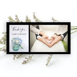 Blue Hydrangea Flowers Blue Burk Bröllop Tack Kort