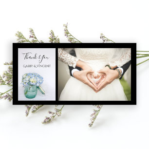 Blue Hydrangea Flowers Blue Burk Bröllop Tack Kort