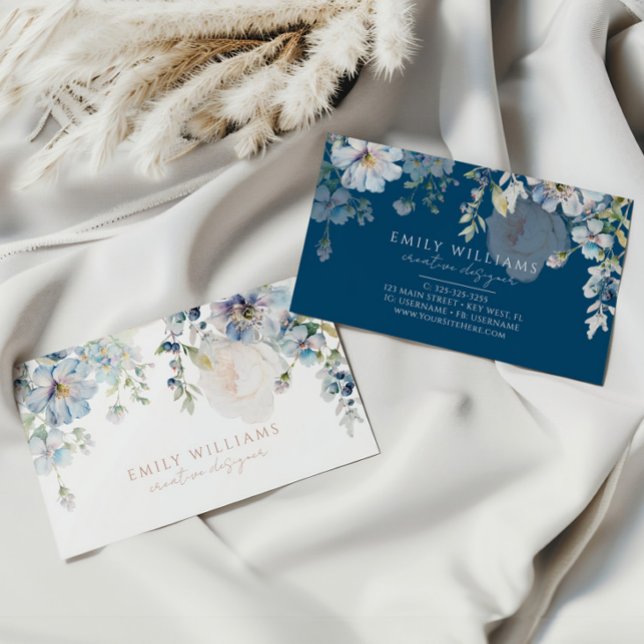 Blue Hydrangea Flowers Business Card Visitkort (Skapare uppladdad)