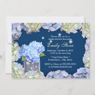 Blue Hydrangea Flowers & Mason Burk Möhippa Inbjudningar