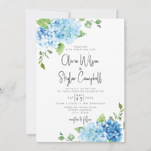 Blue Hydrangea Flowers Pastel Baby blue Bröllop Inbjudningar