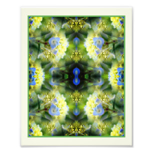 Blue Hydrangea Flowers Spegel Abstrakt 8x10 Fototryck
