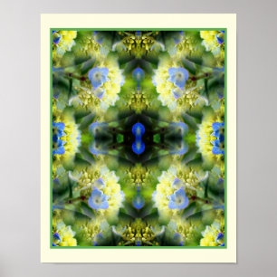 Blue Hydrangea Flowers Spegel Abstrakt Poster
