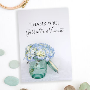 Blue Hydrangea Flowers Vas Bröllop Tackkort Tack Kort