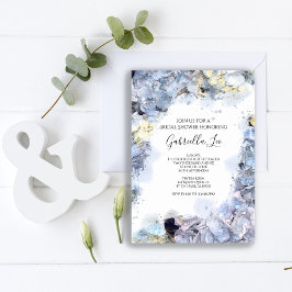 Blue Hydrangea Flowers Watercolor Möhippa Inbjudningar