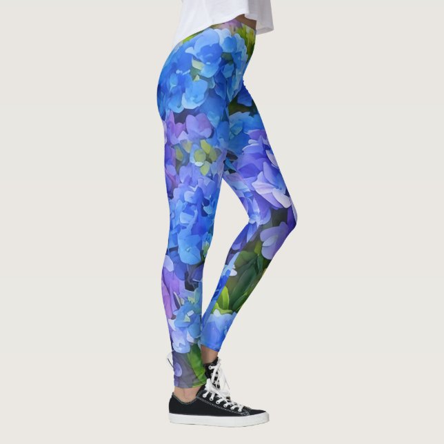 Blue Hydrangea Garden Art Leggings (Höger)