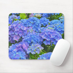 Blue Hydrangea Garden Flowers Blommigt Mouse Pad Musmatta