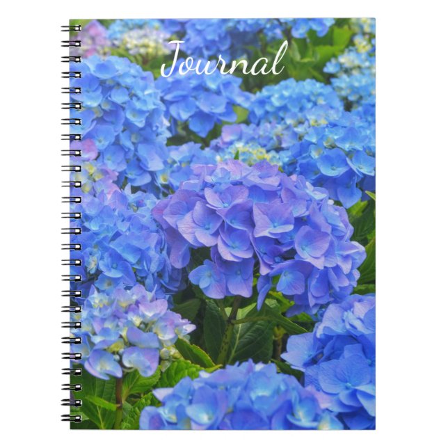 Blue Hydrangea Garden Flowers Journal Spiral Anteckningsbok (Framsidan)