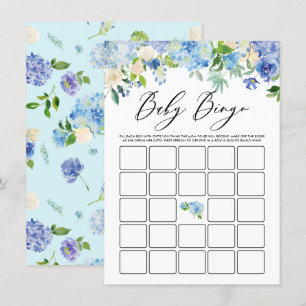 Blue Hydrangea Garland Baby Shower Bingo Game Tilläggskort