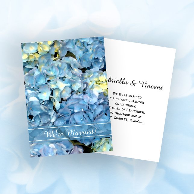 Blue Hydrangea Giftermål / Elopement Announement Meddelande (Skapare uppladdad)