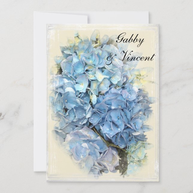 Blue Hydrangea Giftermål / Elopement Announement Meddelande (Framsida)