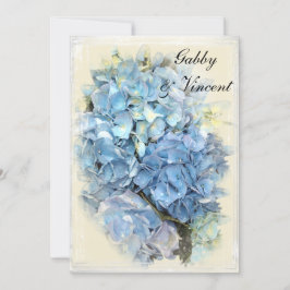 Blue Hydrangea Giftermål / Elopement Announement Meddelande