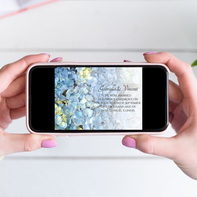 Blue Hydrangea Giftermål-meddelande Meddelande (Skapare uppladdad)