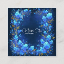 Blue Hydrangea Gold Celestial Frame Midnight