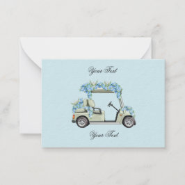 Blue Hydrangea Golf Cart Floral Wedding Enclosure  Anteckningskort