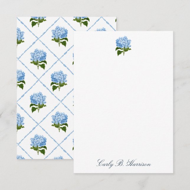 Blue Hydrangea GrandMillennium Personlized Inbjudningar (Fram/baksida)