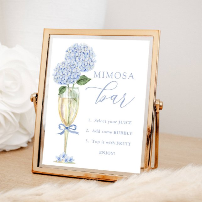 Blue Hydrangea, Guld Mimosa Pub Shower Poster (Skapare uppladdad)
