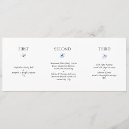 Blue Hydrangea Horizontal Wedding Menu Meny