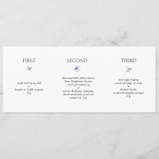 Blue Hydrangea Horizontal Wedding Menu Meny