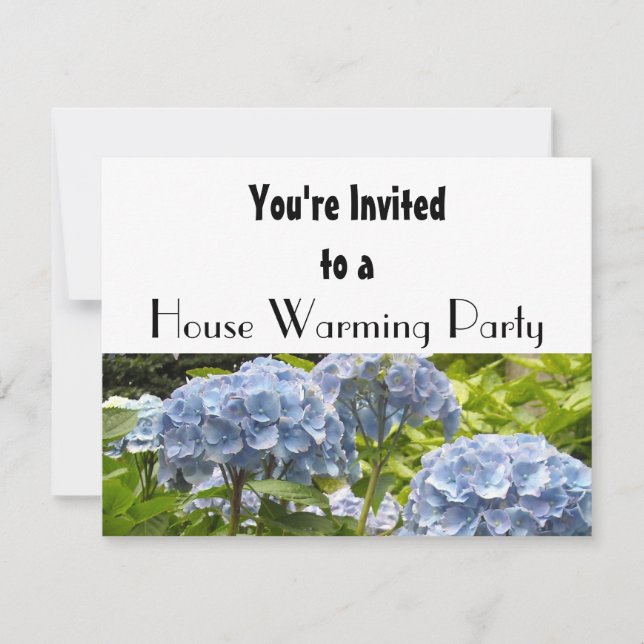 Blue Hydrangea House Warming Party Inbjudningar (Framsida)