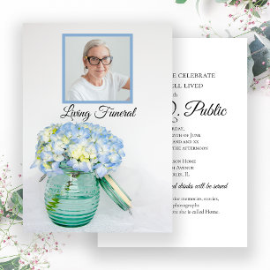 Blue Hydrangea i Burk levande begraver Party Inbjudningar