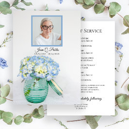 Blue Hydrangea in Burk Funeral Service Memorial Program
